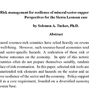 Risk management for resilience of mineral sector-supported economies
